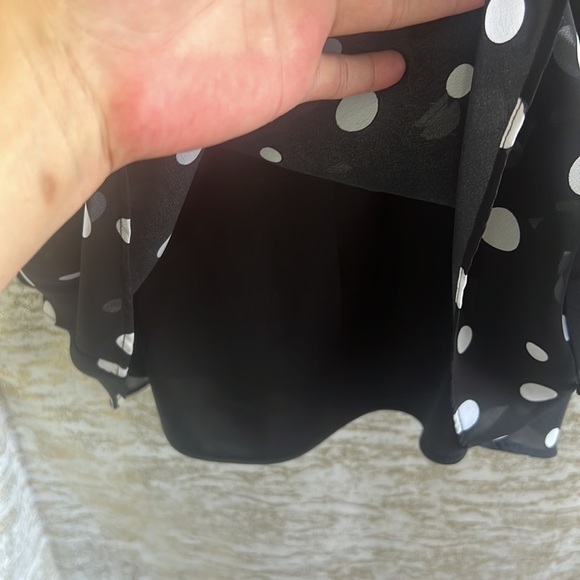 Vintage🧚♀️ Bellissima Black/White Y2K Polka Dot Bodydoll Blouse Size 12 - Picture 11 of 17